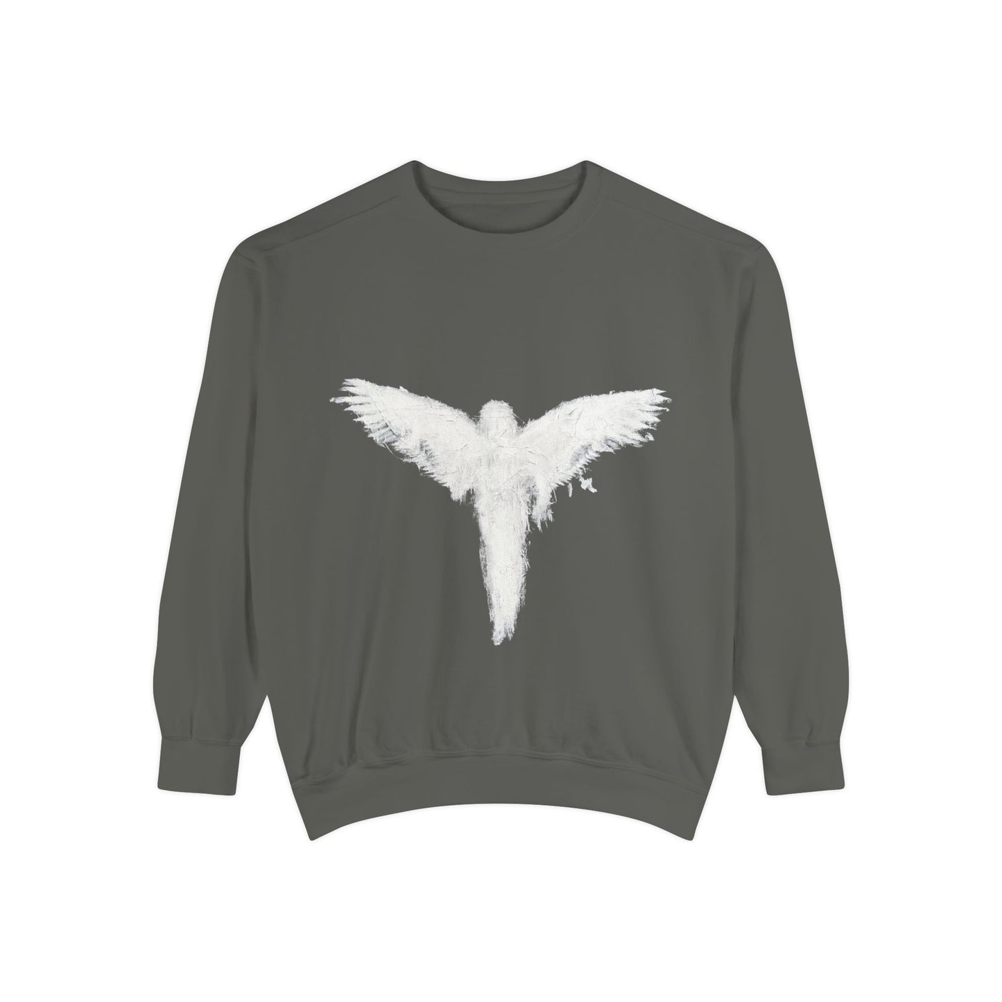 Ghostly Angel Graphic Sweatshirt — Dark Ink Back Print