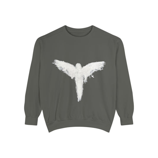Ghostly Angel Graphic Sweatshirt — Dark Ink Back Print