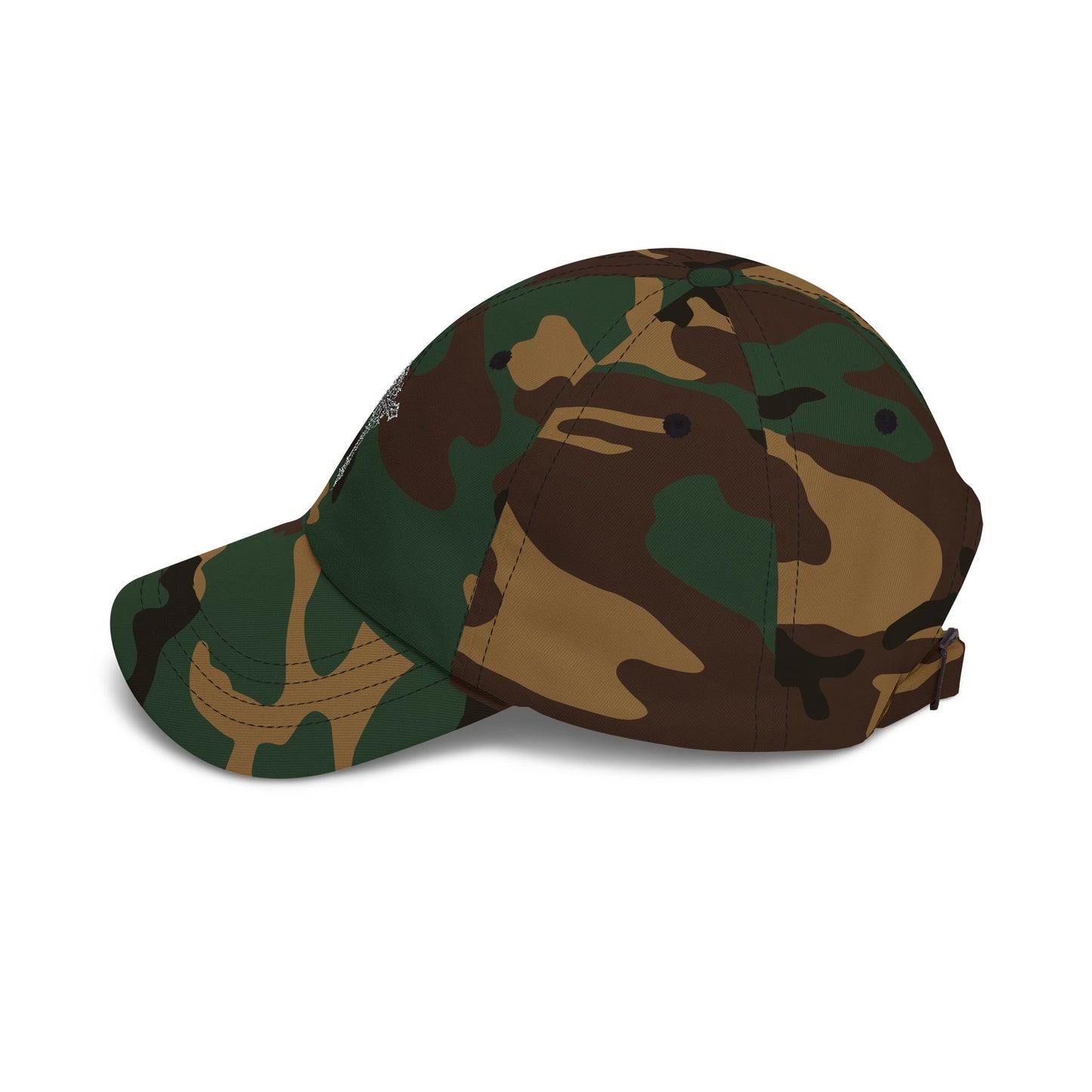 Camo Dad Cap with Rhinestone Cross — Embellished Baseball Hat