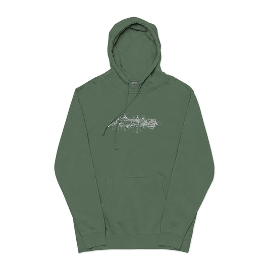 Mountain Ridge Graphic Hoodie — Forest Green Pigment-Dyed