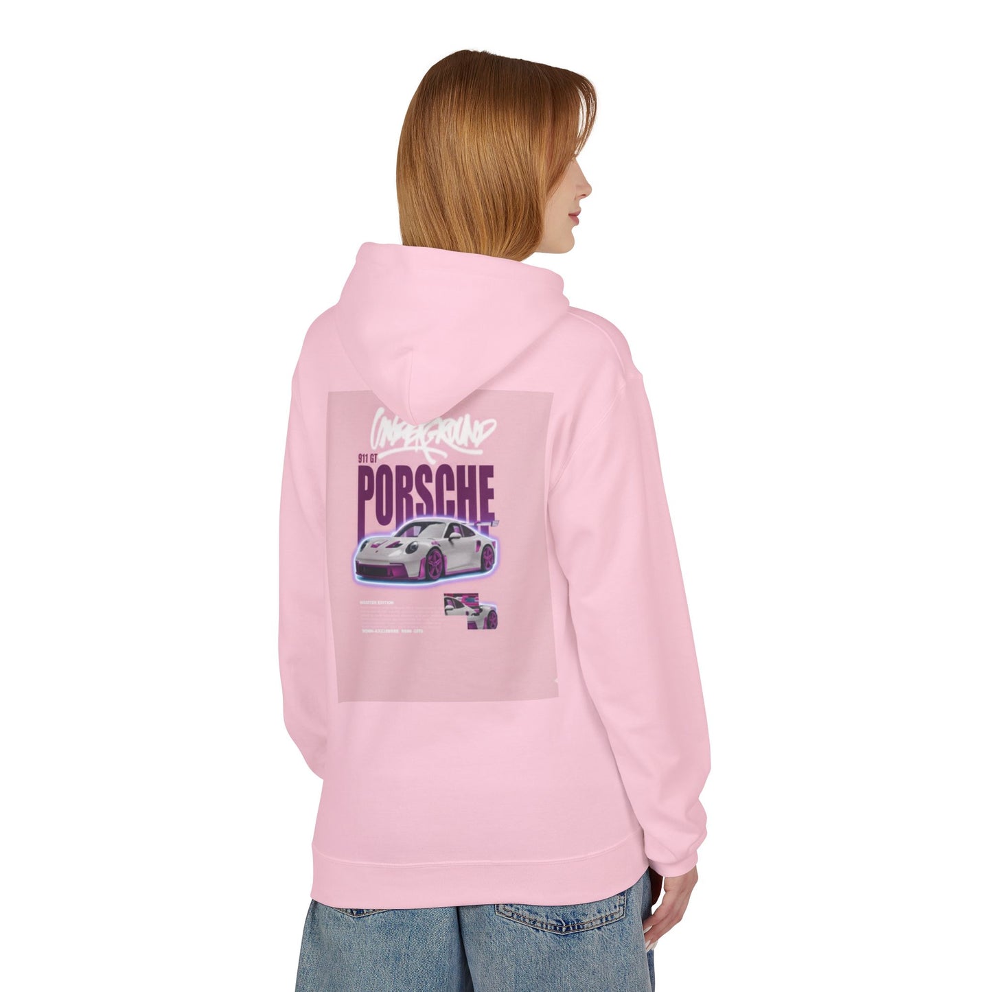 Porsche Retro Racing Hoodie — Pink Vintage Sports Car Graphic