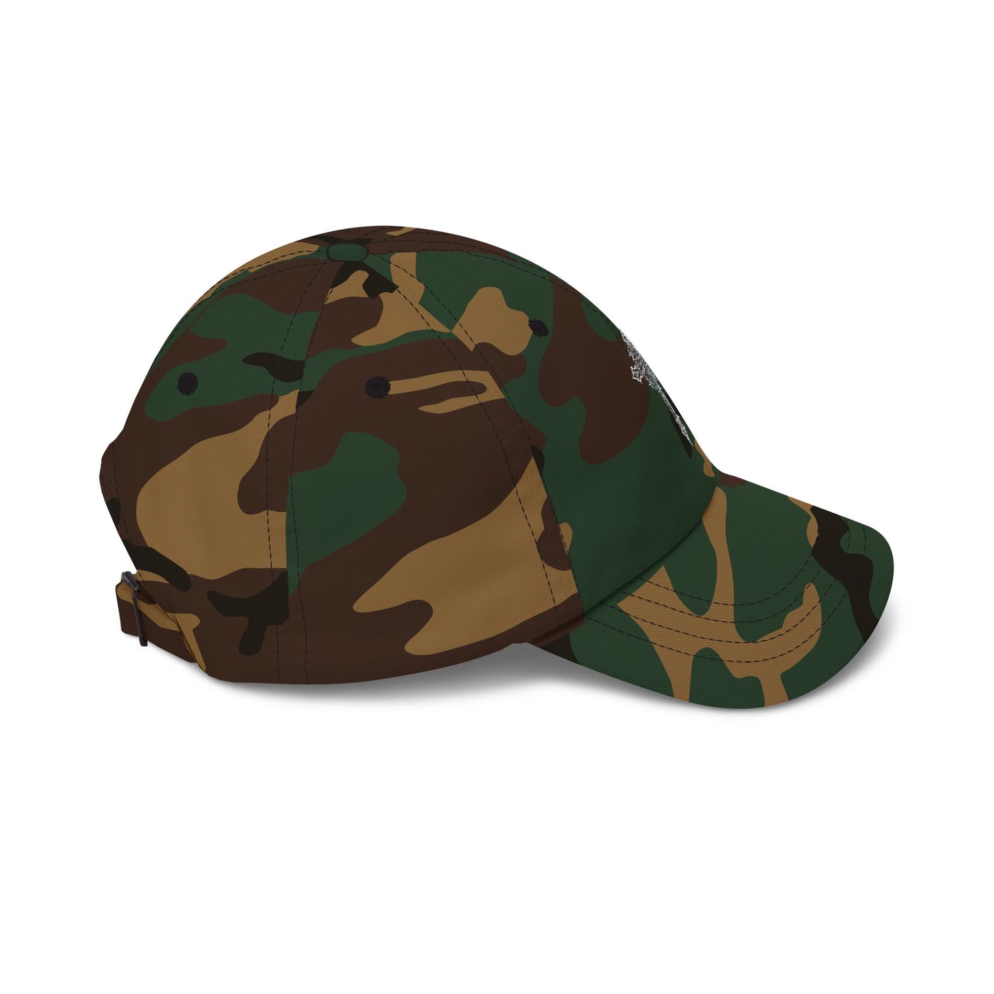 Camo Dad Cap with Rhinestone Cross — Embellished Baseball Hat