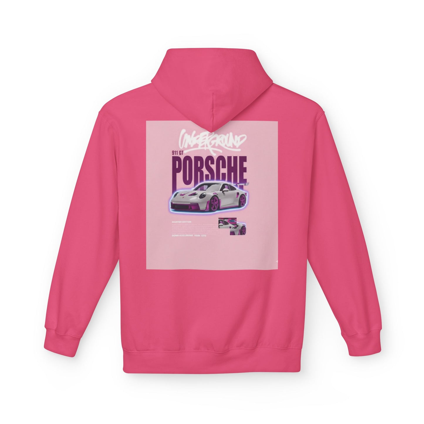 Porsche Retro Racing Hoodie — Pink Vintage Sports Car Graphic